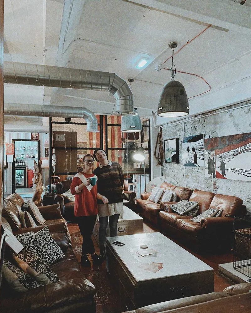 Members talking in a coworking lounge