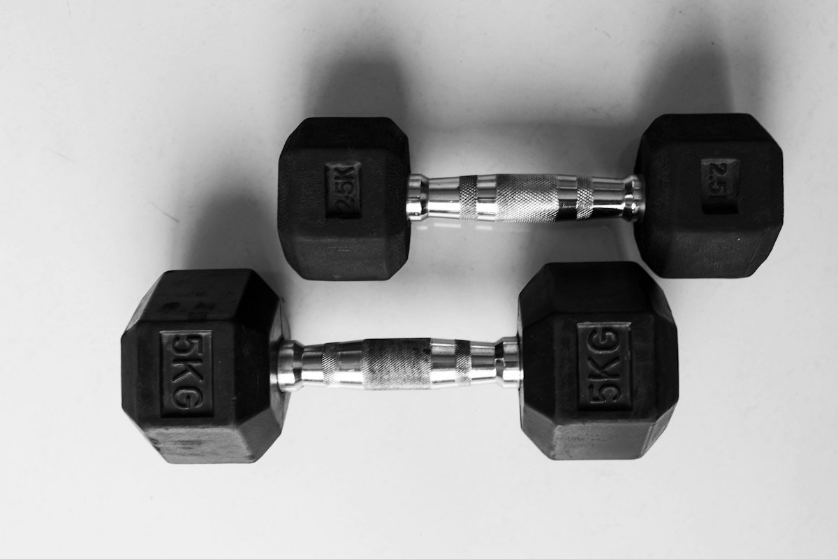 Pair of fixed hex dumbbells